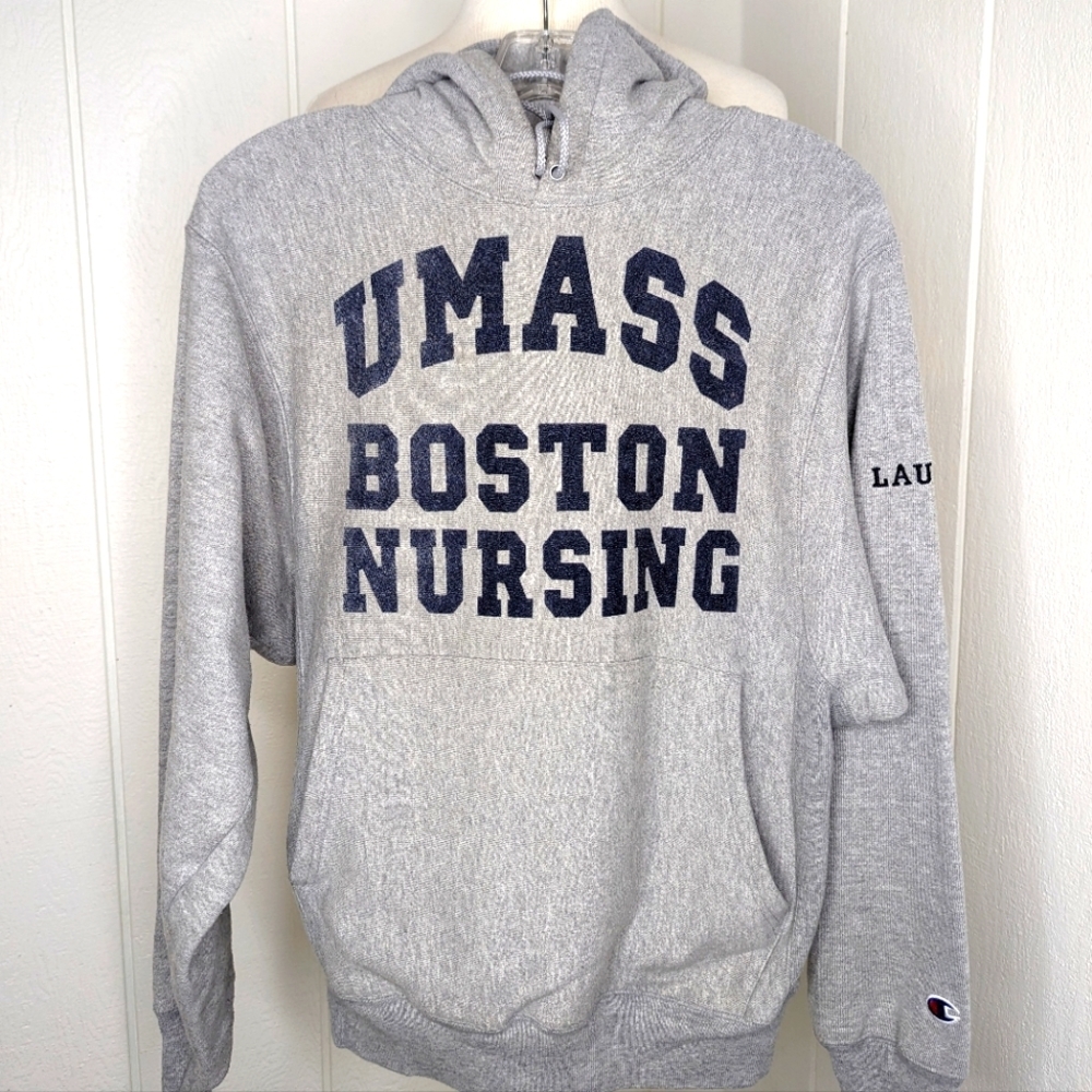Vintage 90's Champion U Mass Boston Nursing Hoodie
